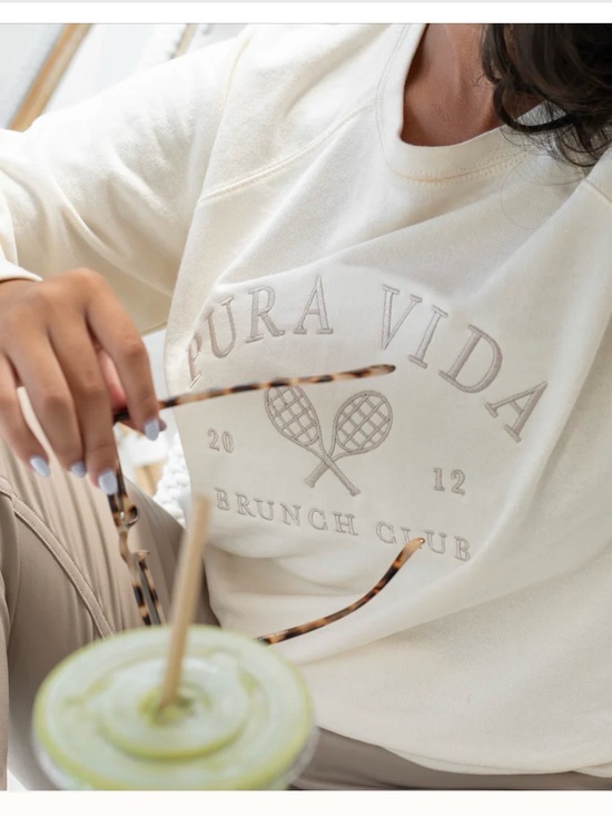 Pura Vida Sweaters - Pura Vida Cream Brunch Club Crewneck Sweatshirt